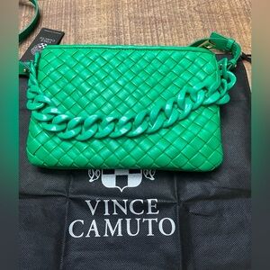 NWT Vince Camuto Woven Lotus Green Crossbody Bag